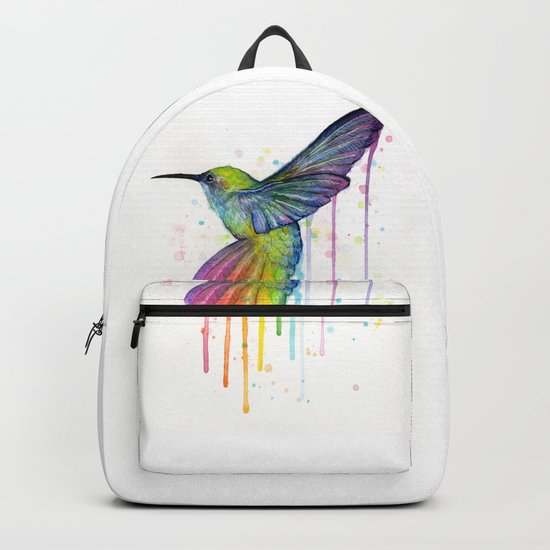 Hummingbird Rainbow Watercolor Backpack