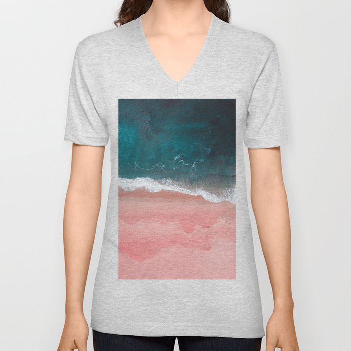 Turquoise Sea Pastel Beach III V Neck T Shirt