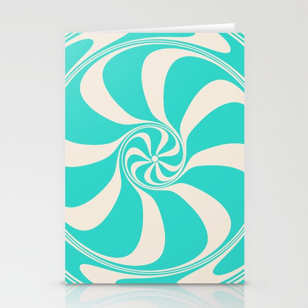 Turquoise Peppermint Candy Swirl Abstract Design  Stationery Cards