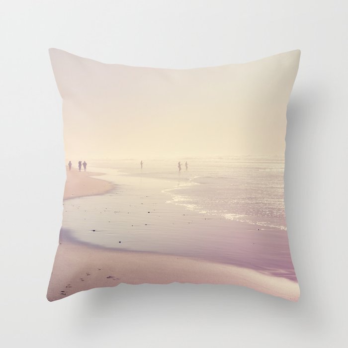 A Day at the Pink Beach Throw Pillow
