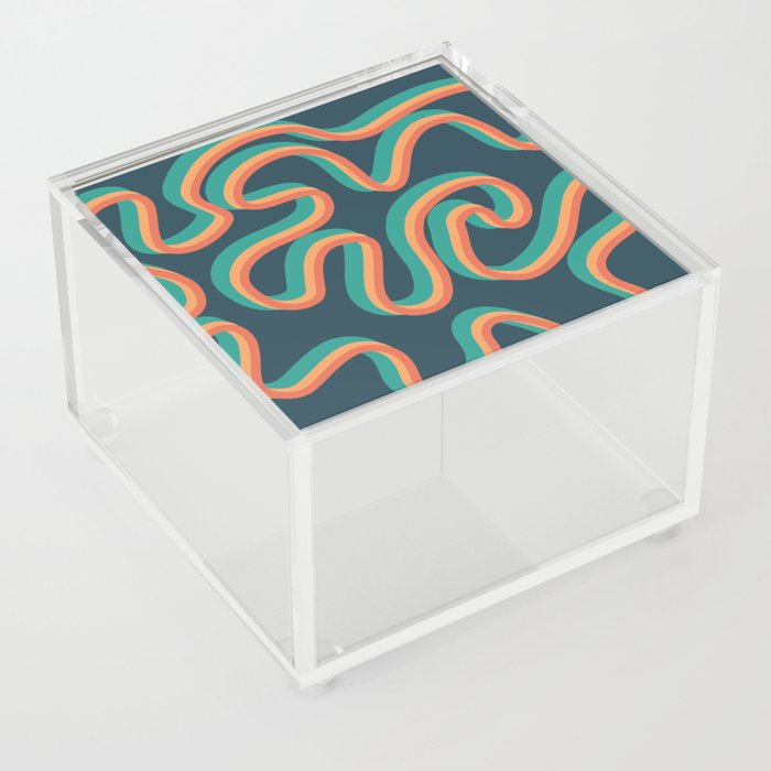 Ela - Colorful Retro Line Swirl Pattern  Acrylic Box