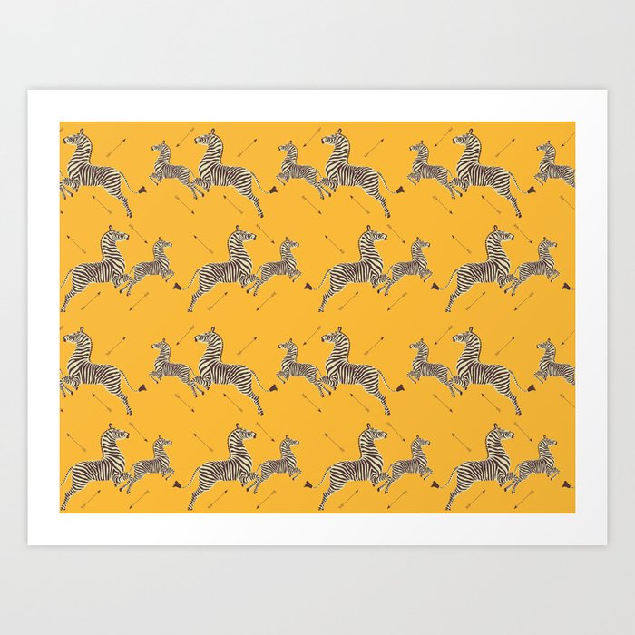 Royal Tenenbaums Zebra Wallpaper - Mustard Yellow Art Print