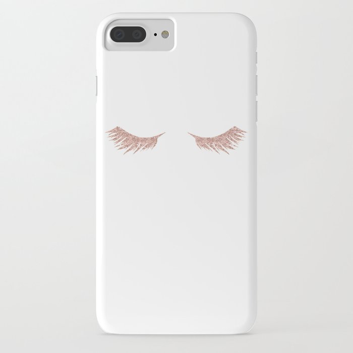 pretty lashes rose gold glitter pink iphone case