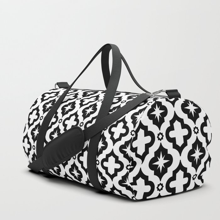 Black Ornamental Arabic Pattern Duffle Bag