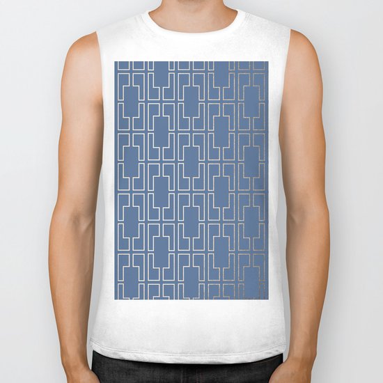 Simply Mid-Century in White Gold Sands and Aegean Blue Biker Tank