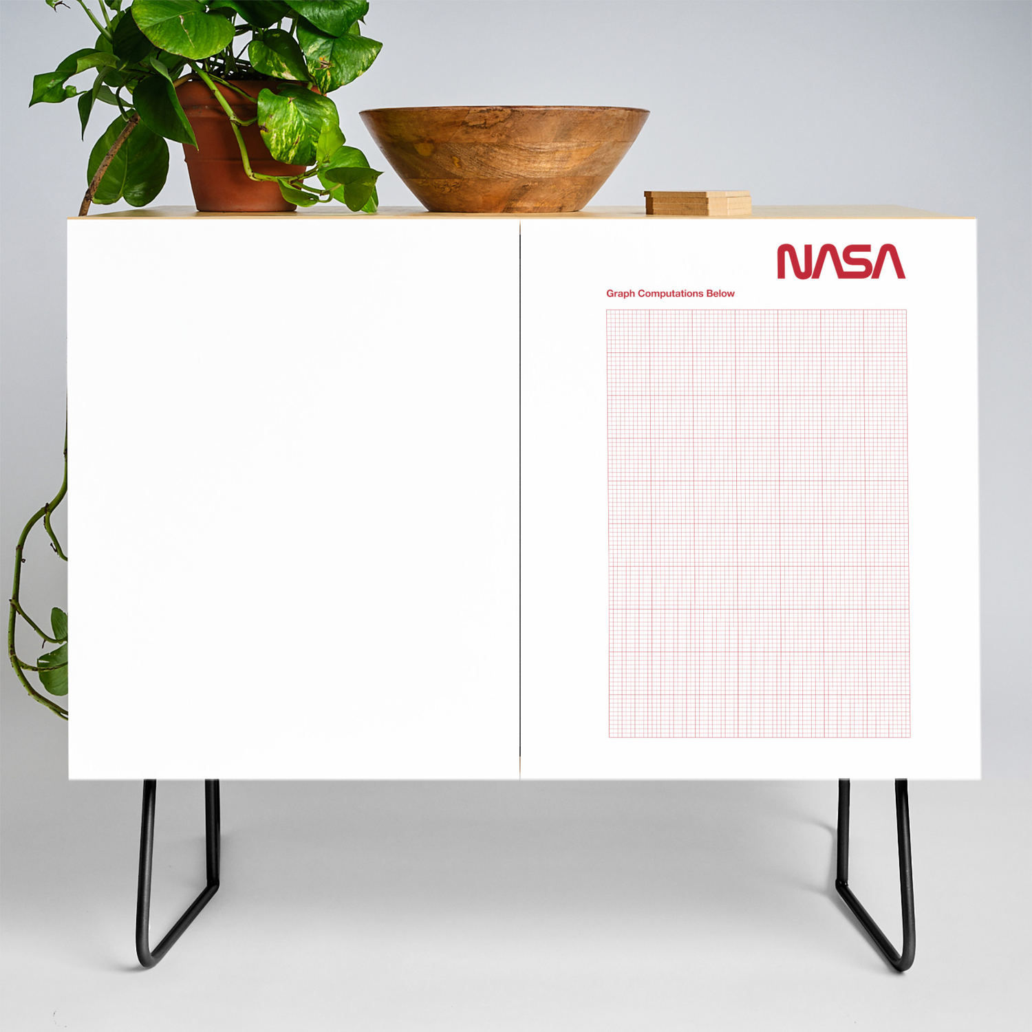 Red Graph Paper Credenza By Postlopez Society6