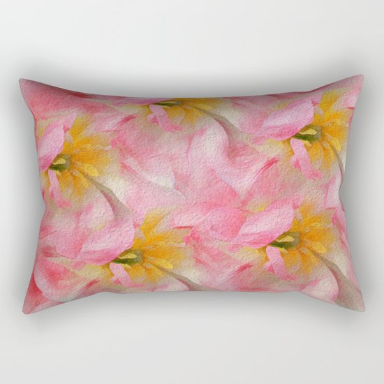 Fancy Painted Tulips Rectangular Pillow