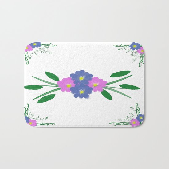 Painted Vintage Flowers Bath Mat