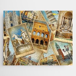 Travel in Italy -vintage photo album collage photos. Travel concepts background Jigsaw Puzzle