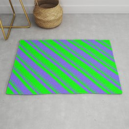 [ Thumbnail: Lime and Medium Slate Blue Colored Lined Pattern Rug ]