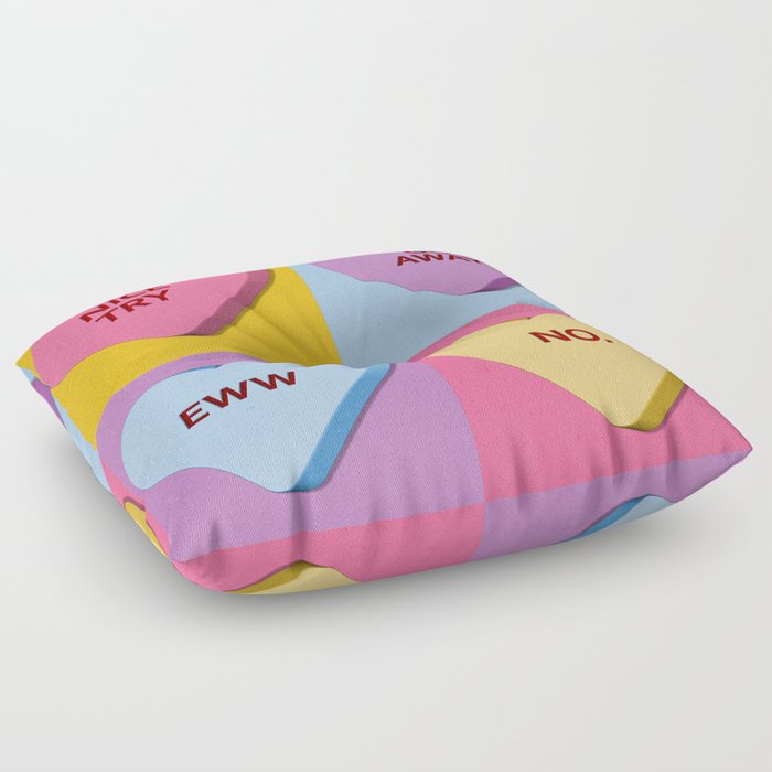 Mean Valentine's Candy Hearts 2 Floor Pillow