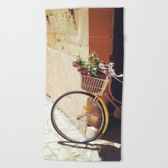 Yellow Bicycle Beach Towel