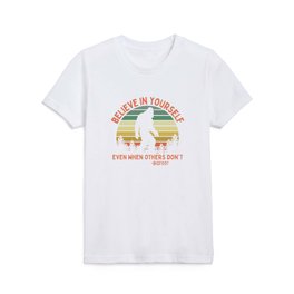Bigfoot Funny Believe In Yourself Motivational Sasquatch Vintage Sunset Kids T Shirt
