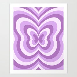 Retro 70s Butterfly in Lavender Purple Art Print