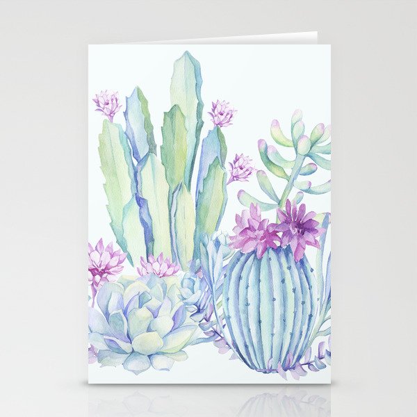 Mixed Cacti Light Blue #society6 #buyart Stationery Cards