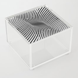 Abstract steel metal chrome curved lines black and white  Acrylic Box