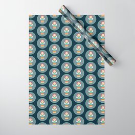 Moulid Doll - Midnight Wrapping Paper | Doll, Halo, Christmas, Holiday, Carnival, Egypt, Cute, Egyptianfolkart, Blue, Scallops 