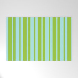 [ Thumbnail: Green and Turquoise Colored Stripes Pattern Welcome Mat ]