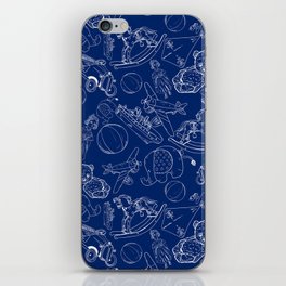 Blue and White Toys Outline Pattern iPhone Skin