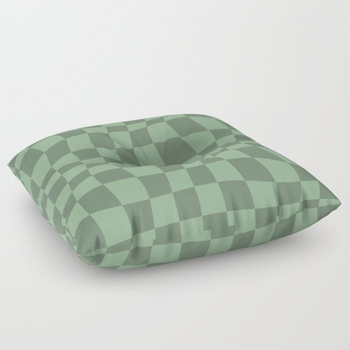 Warped Checkered Pattern (sage green) Floor Pillow