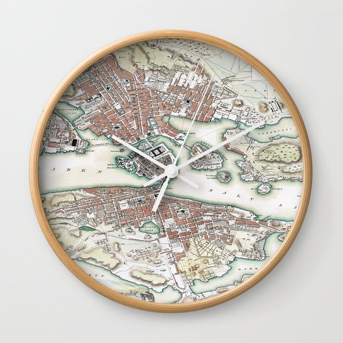 Plan of Stockholm - 1836 Vintage pictorial map Wall Clock