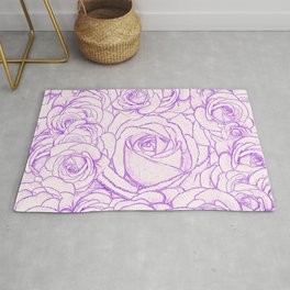 Purple Illustrative Looking Roses Rug