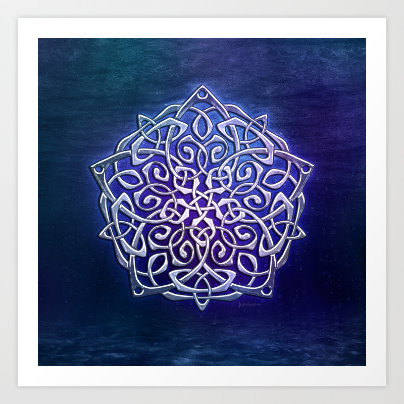 Silver Heart Celtic Pentacle Pentagram Art Print by brigidashwood | Society6