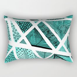 Geometric doodle pattern - turquoise and black Rectangular Pillow