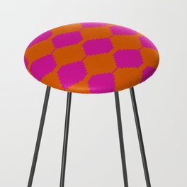 Ethnic Kilim Pattern in Tropical Orange and Pink Counter Stool
