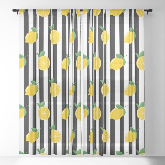 Lemon Pattern Sheer Curtain By Meltemozen Society6