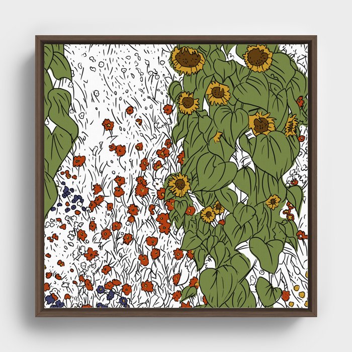 Great Prairie with Sunflowers Framed Canvas