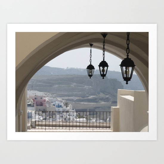 Lighting Santorini, Greece Art Print