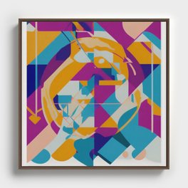 Abstract Wall Art - Blue, Pink, Yellow, White, Purple Framed Canvas