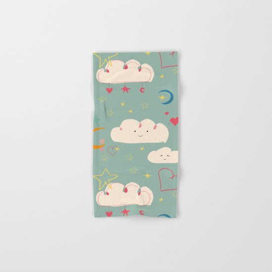 Cute clouds blue background Hand & Bath Towel