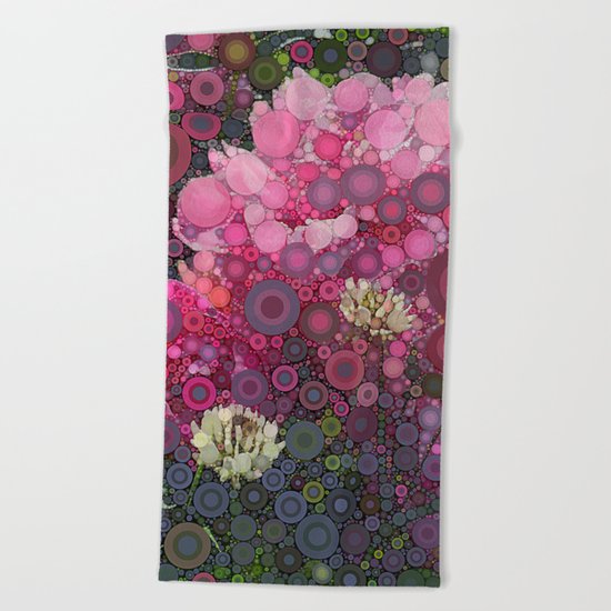 Pink Flowers at Twilight Abstract Beach Towel