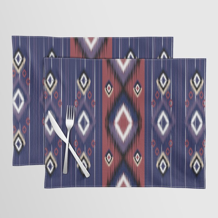 Purple Rose Ikat Inspired Ethnic Tribal Aztec Native American Design Placemat