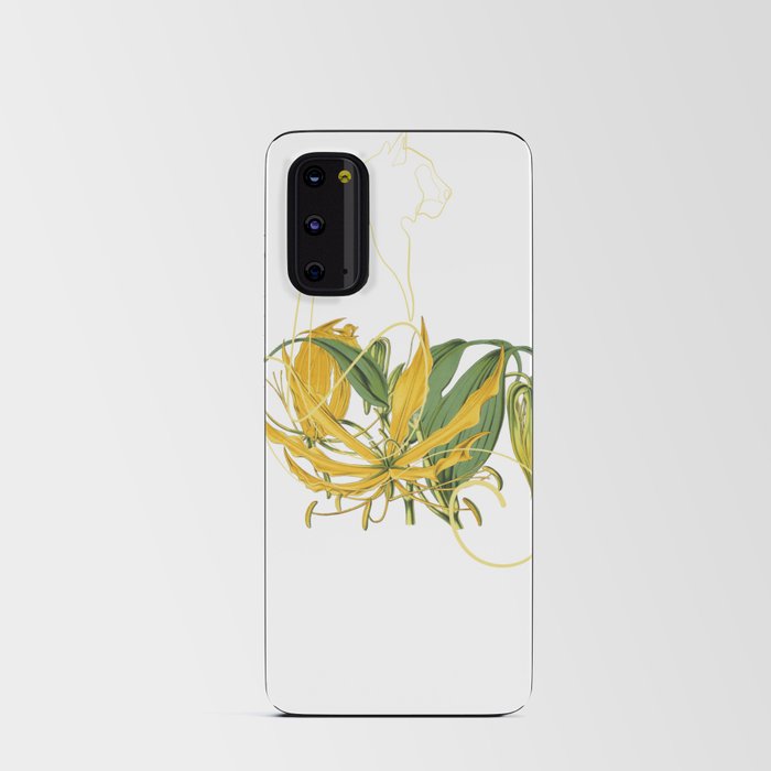 Yellow Lily Line Art Sitting Tiger Android Card Case