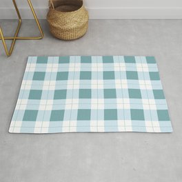 Winter Pastel Blue and White  Buffalo Plaid Check Pattern Area & Throw Rug