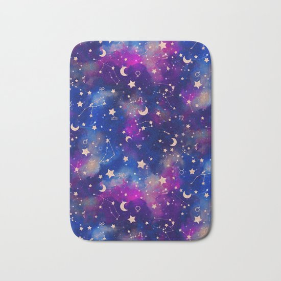 Zodiac - Watercolor Dark Bath Mat