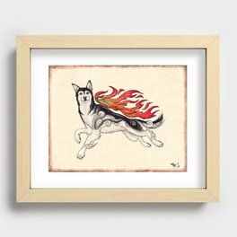 Marukomu Inukami ~ Ōkami inspired husky dog, watercolor & ink, 2015 Recessed Framed Print