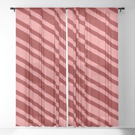 [ Thumbnail: Light Coral and Dark Red Colored Striped/Lined Pattern Sheer Curtain ]