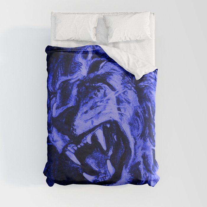 Panthera Leo Carboneum - Blue Duvet Cover