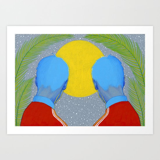Track jackets in the night Art Print