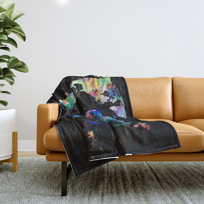 world map political watercolor Throw Blanket