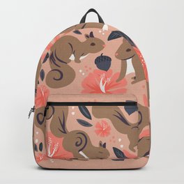 Squirrels & Blooms – Peach & Tan Backpack