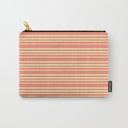 [ Thumbnail: Salmon and Pale Goldenrod Colored Striped Pattern Carry-All Pouch ]
