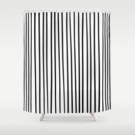 Vertical Lines Black & White 2 Shower Curtain