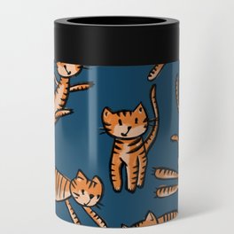 Funny Tiger Cat Tabby Blue Orange Pattern for Kids Can Cooler