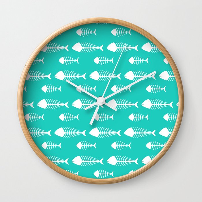 Tiffany Blue Fish Skeleton Pattern Design Big Wall Clock By R Society6 - Big Wall Clock Design Tiffany Blue Fish Skeleton Pattern Design Big Wall Clock By R Society6 - Big Wall Clock Design