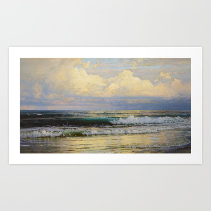 The summer sea; Rhode Island seascape nautical landscape masterpiece painting by William Trost Richards Art Print